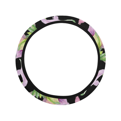 Amaryllis Pattern Print Design AL08 Steering Wheel Cover with Elastic Edge
