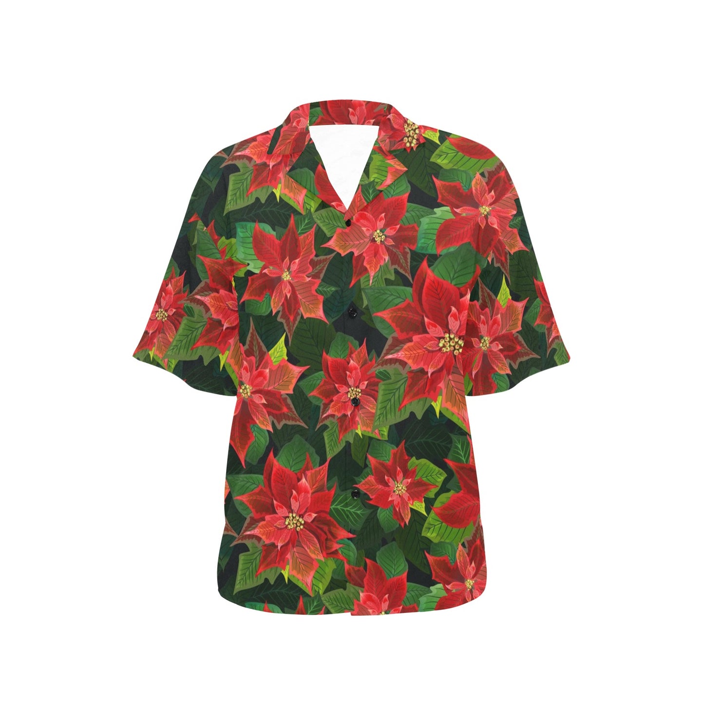 Poinsettia Pattern Print Design POT04 Women's Hawaiian Shirt