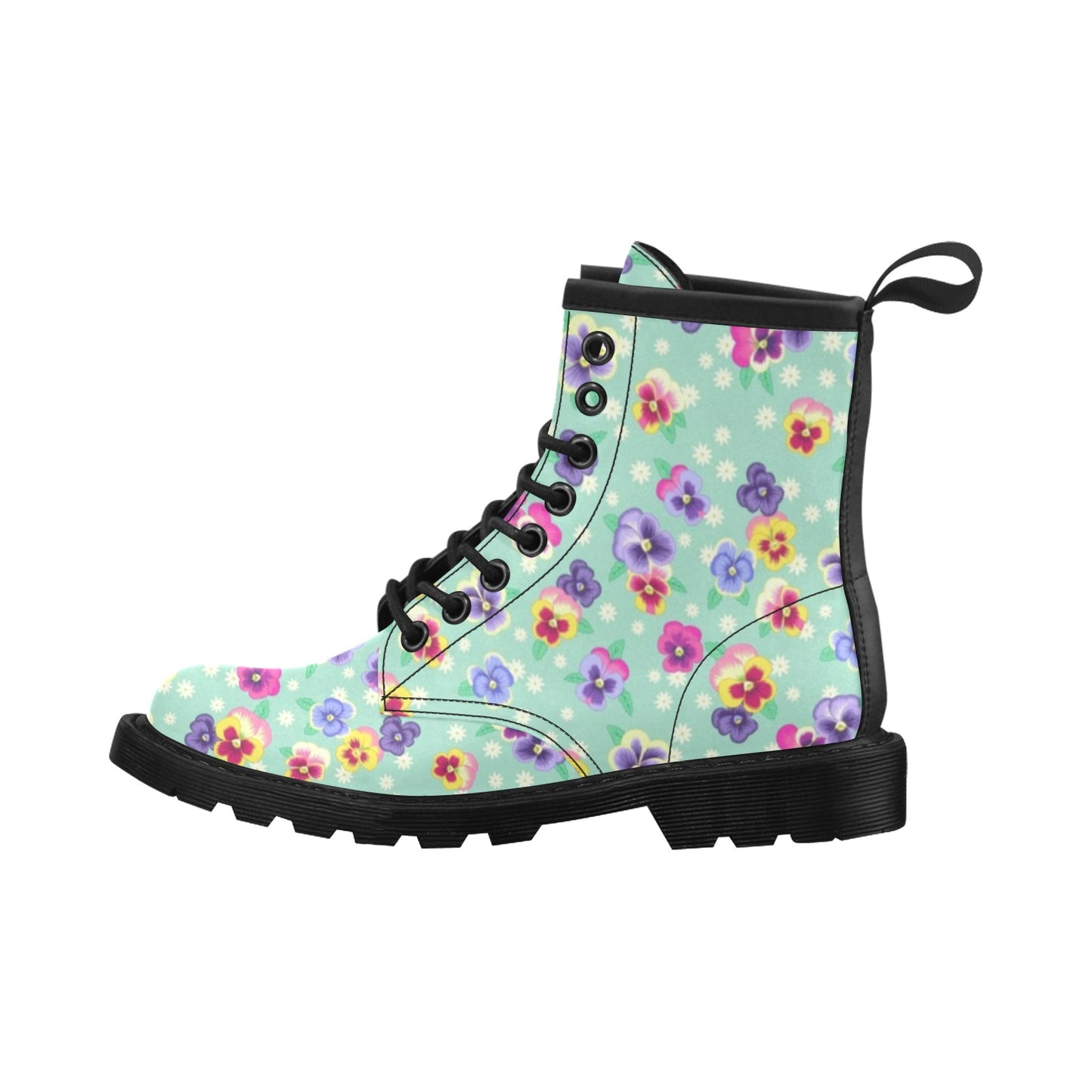 Pansy Pattern Print Design PS08 Women's Boots