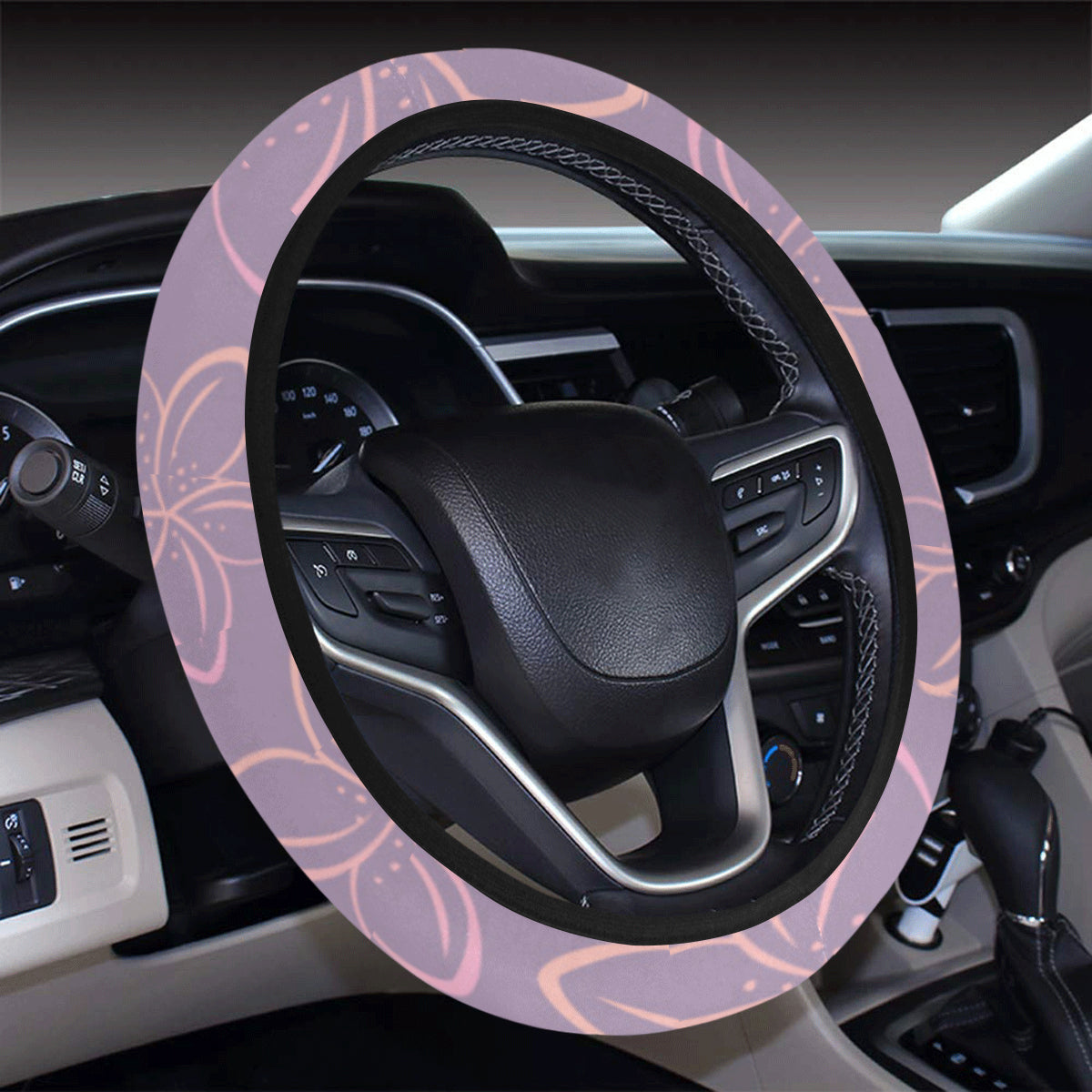Plumeria Pattern Print Design A01 Steering Wheel Cover with Elastic Edge