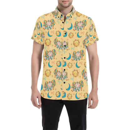 Aries Zodiac Pattern Print Design 03 Men's Short Sleeve Button Up Shirt