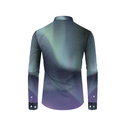 Aurora Borealis Pattern Print Design 01 Men's Long Sleeve Shirt