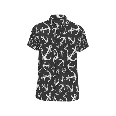 Anchor Black White Men's Short Sleeve Button Up Shirt