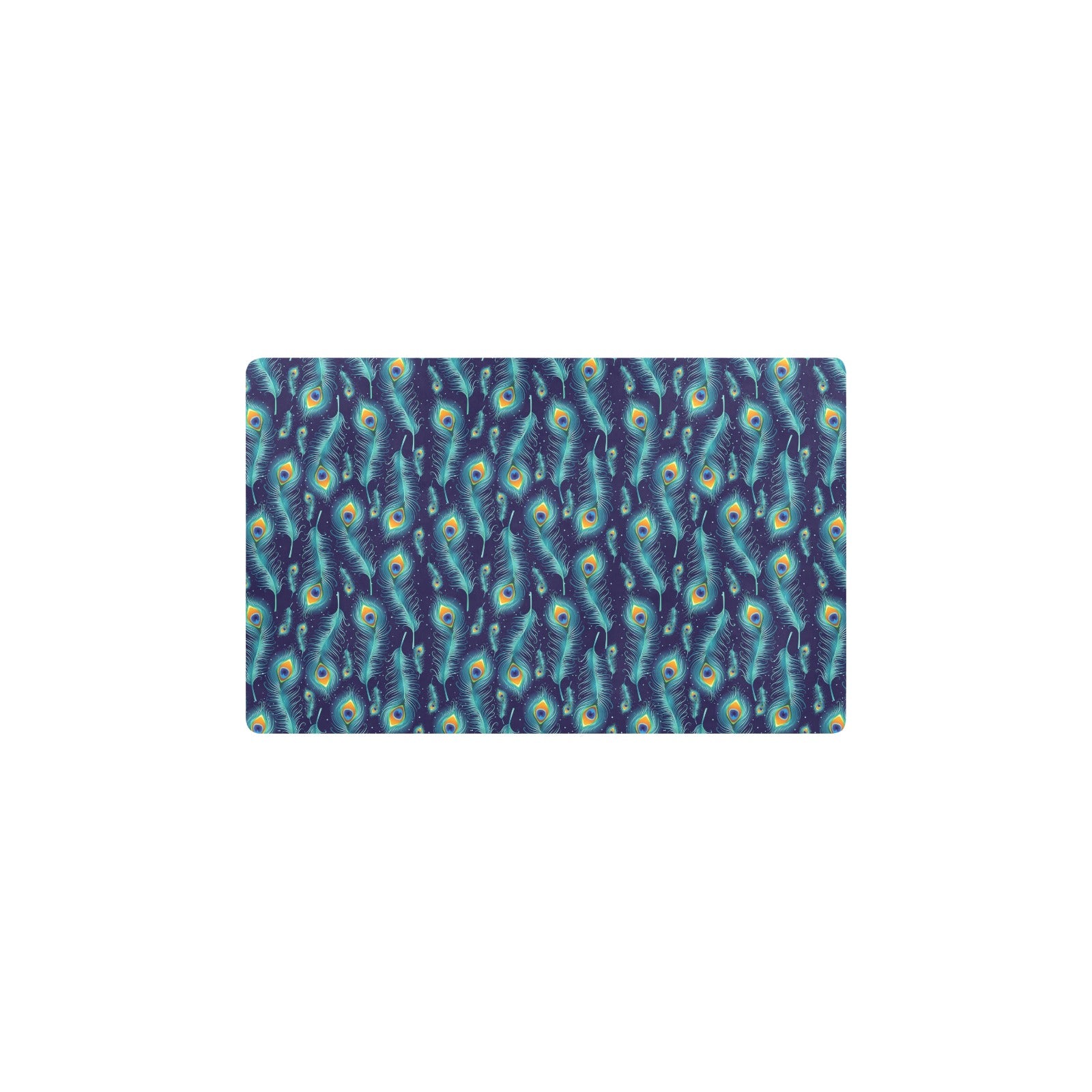 Peacock Feather Blue Design Print Kitchen Mat