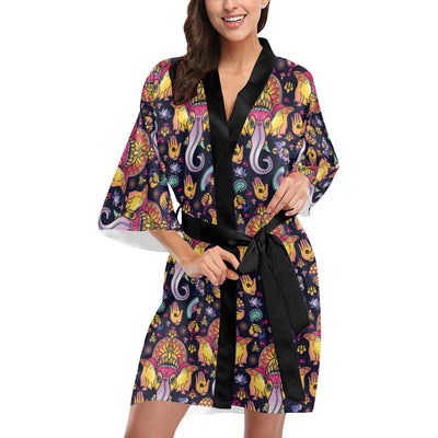 Ganesha Indian Pattern Print Design 03 Women's Short Kimono