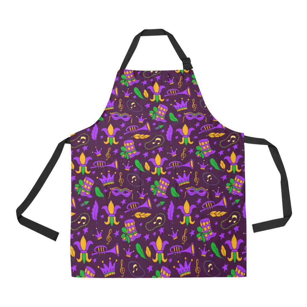 Mardi Gras Pattern Print Design 08 Apron with Pocket