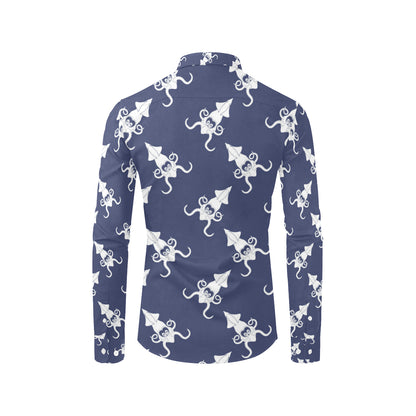 Giant Squid Pattern Print Design 02 Men's Long Sleeve Shirt