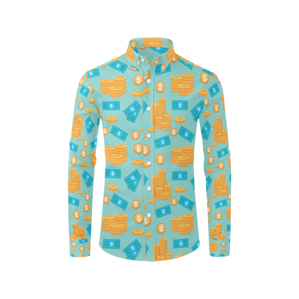 Money Pattern Print Design 03 Men's Long Sleeve Shirt