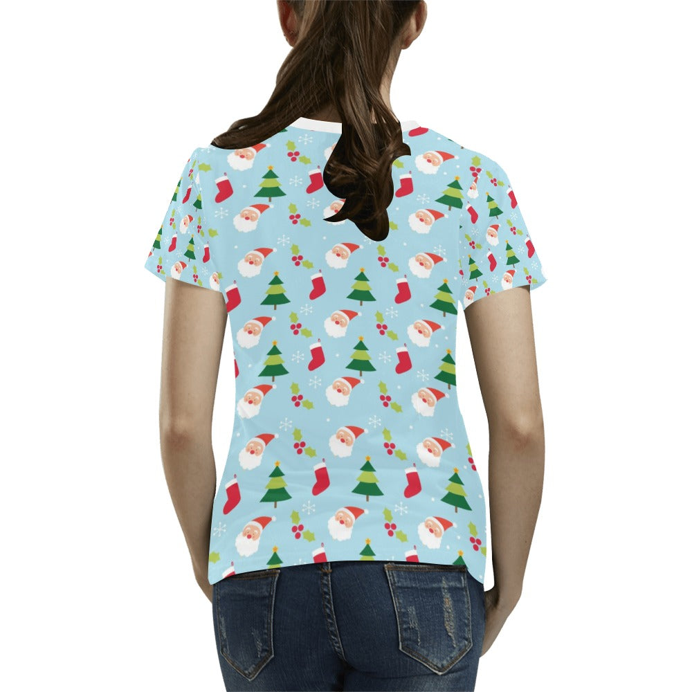 Santa Themed Print Design LKS301 Women's  T-shirt
