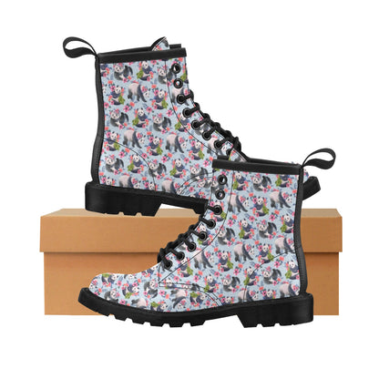 Panda Bear Flower Design Themed Print Women's Boots