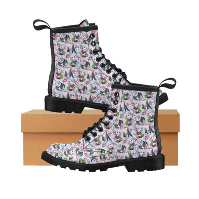Panda Bear Flower Design Themed Print Women's Boots