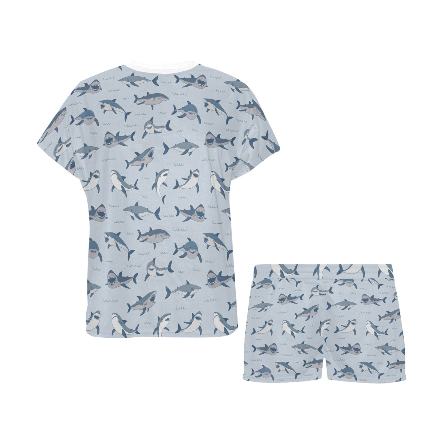 Shark Print Design LKS304 Women's Short Pajama Set