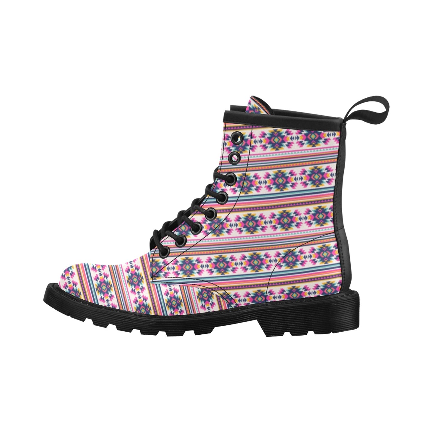 Indian Navajo Neon Themed Design Print Women's Boots