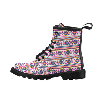 Indian Navajo Neon Themed Design Print Women's Boots