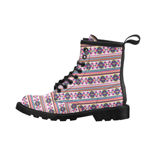 Indian Navajo Neon Themed Design Print Women's Boots