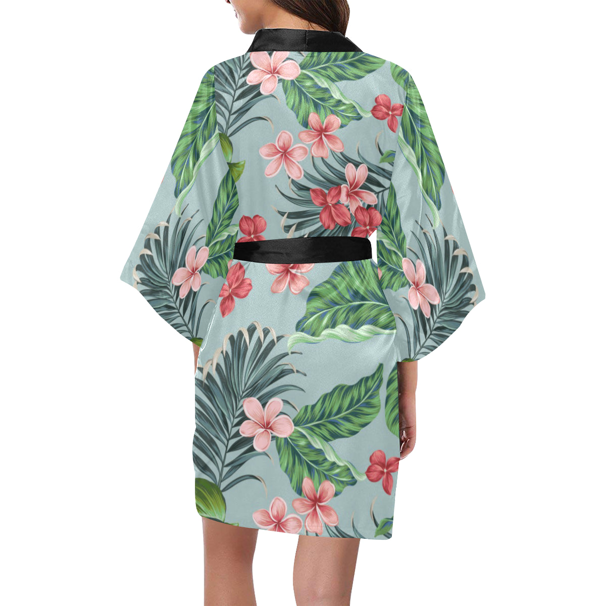 Plumeria Pattern Print Design PM027 Women Kimono Robe