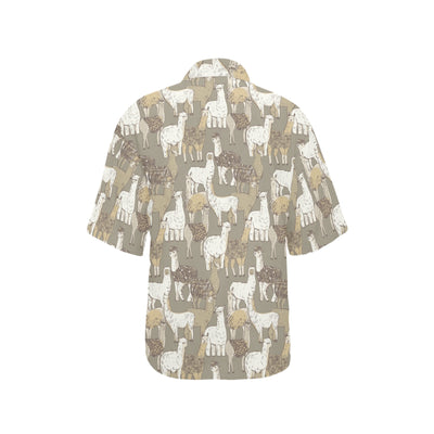 Alpaca Pattern Print Design 01 Women's Hawaiian Shirt