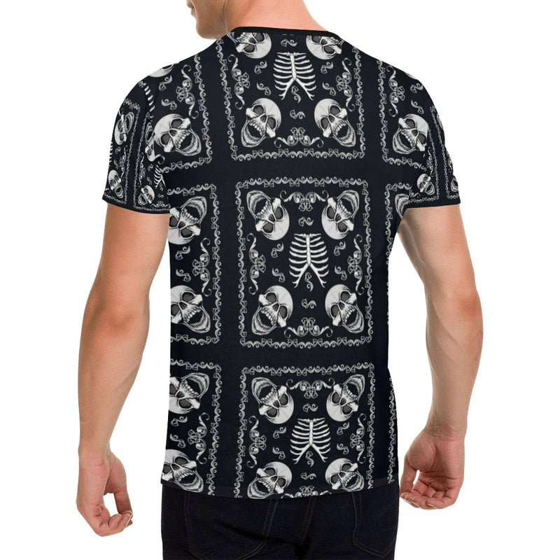 Bandana Skull Black White Print Design LKS306 Men's All Over Print T-shirt