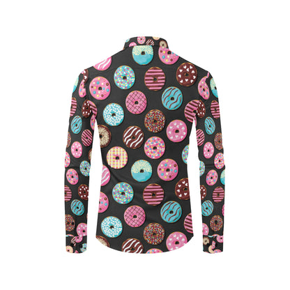 Donut Pattern Print Design DN02 Men's Long Sleeve Shirt