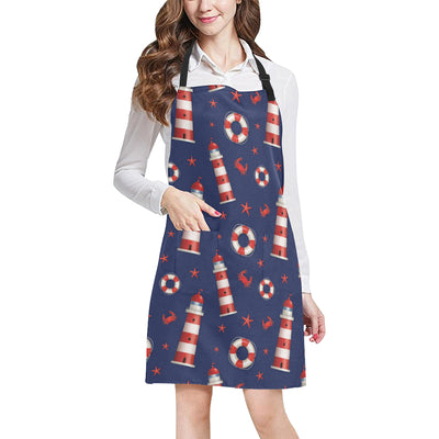 Nautical Pattern Print Design A03 Apron with Pocket