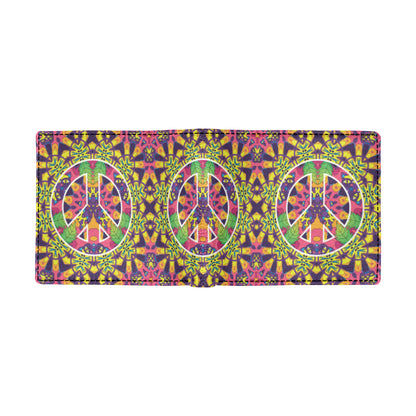 Peace Sign Pattern Print Design A04 Men's ID Card Wallet