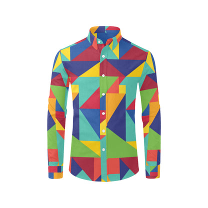 Mosaic Pattern Print Design 01 Men's Long Sleeve Shirt