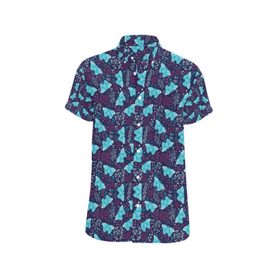 Butterfly Pattern Print Design 011 Men's Short Sleeve Button Up Shirt