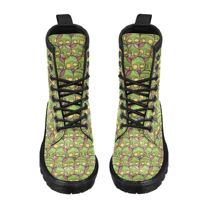 Zombie Head Design Pattern Print Women's Boots