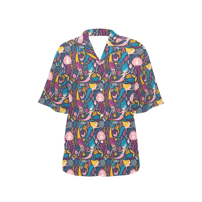 Mermaid Pattern Print Design 08 Women's Hawaiian Shirt