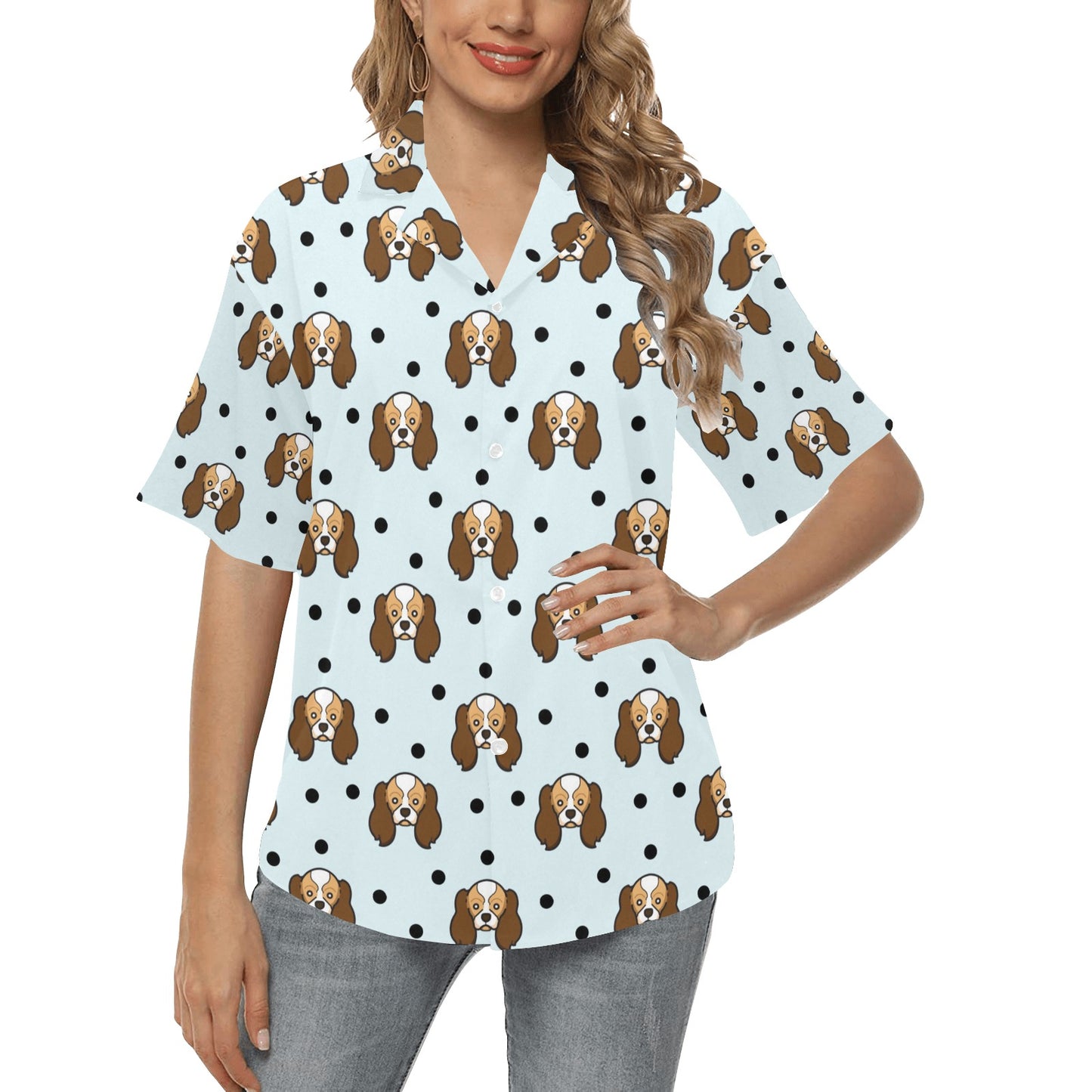 Cavalier King Charles Spaniels Pattern Print Design 02 Women's Hawaiian Shirt