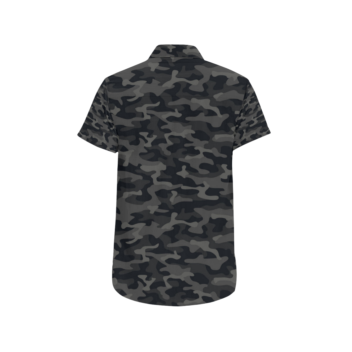 Camo Black Pattern Print Design 02 Mens Short Sleeve Button Up Shirt