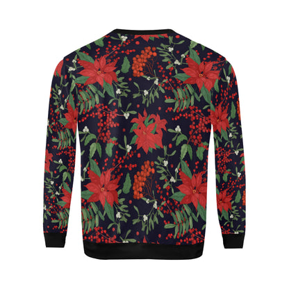 Poinsettia Pattern Print Design POT02 Men Long Sleeve Sweatshirt