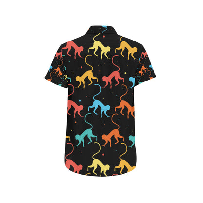 Monkey Pattern Print Design 01 Men's Short Sleeve Button Up Shirt