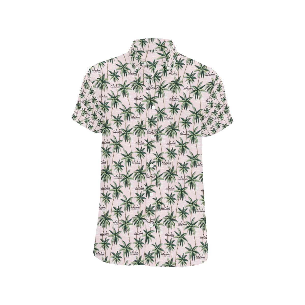 Aloha Beach Pattern Design Themed Print Men's Short Sleeve Button Up Shirt