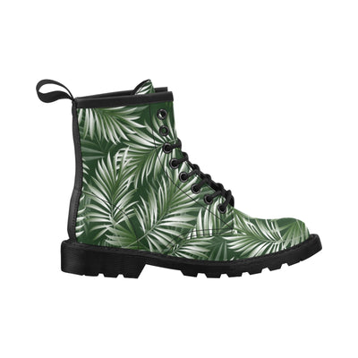 White Green Tropical Palm Leaves Women's Boots