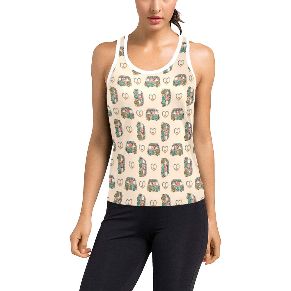 Hippie Van Peace Print Design LKS303 Women's Racerback Tank Top