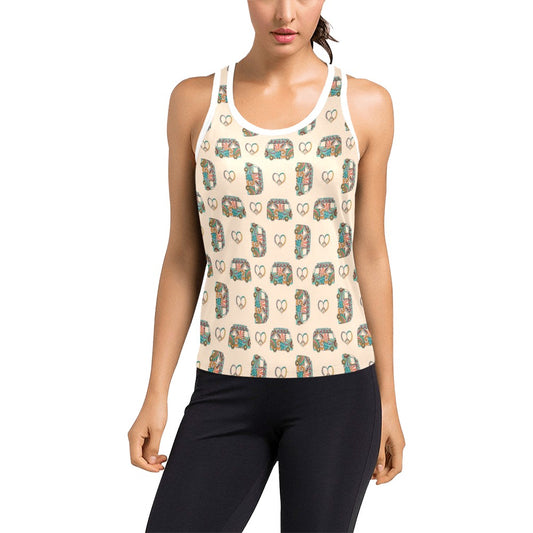 Hippie Van Peace Print Design LKS303 Women's Racerback Tank Top