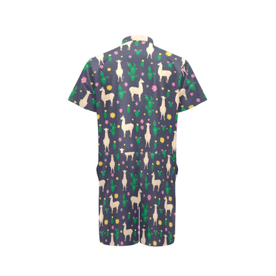 Llama Cactus Pattern Print Design 012 Men's Romper