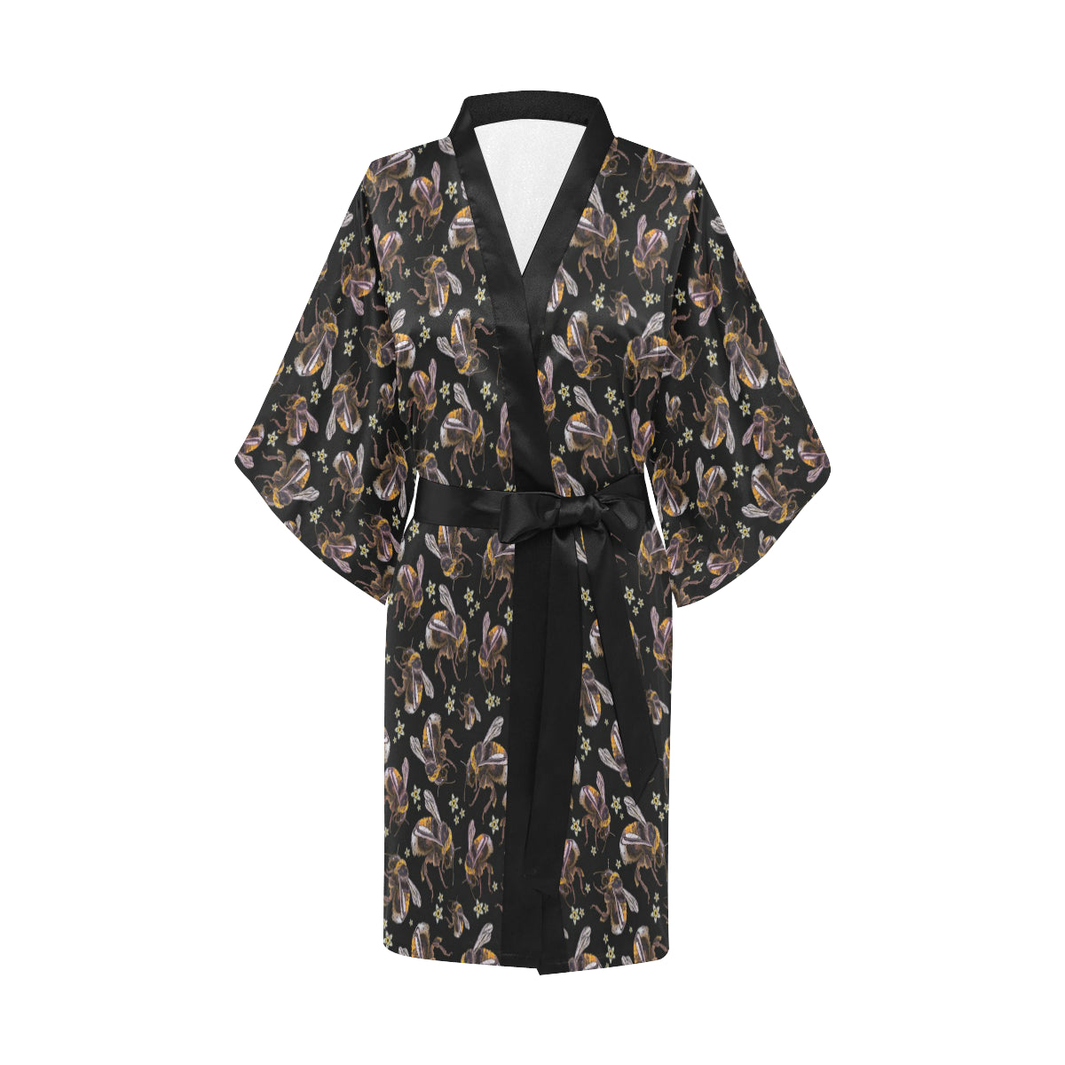 Bee Pattern Print Design 04 Women's Short Kimono
