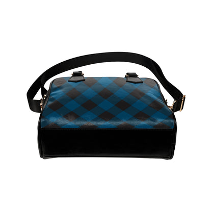 Plaid Blue Pattern Print Design A04 Shoulder Handbag