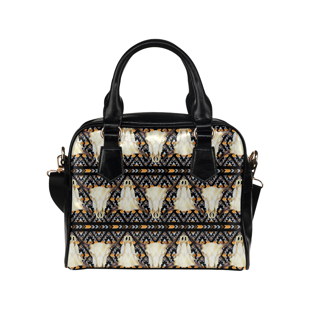 Buffalo Head Pattern Print Design 03 Shoulder Handbag