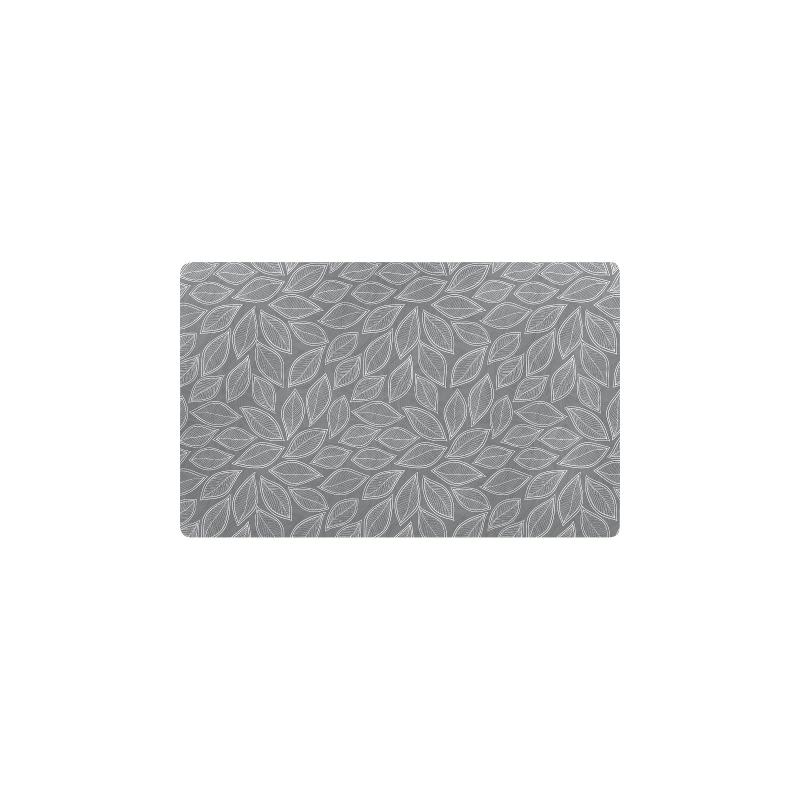 Elm Leave Grey Print Pattern Kitchen Mat