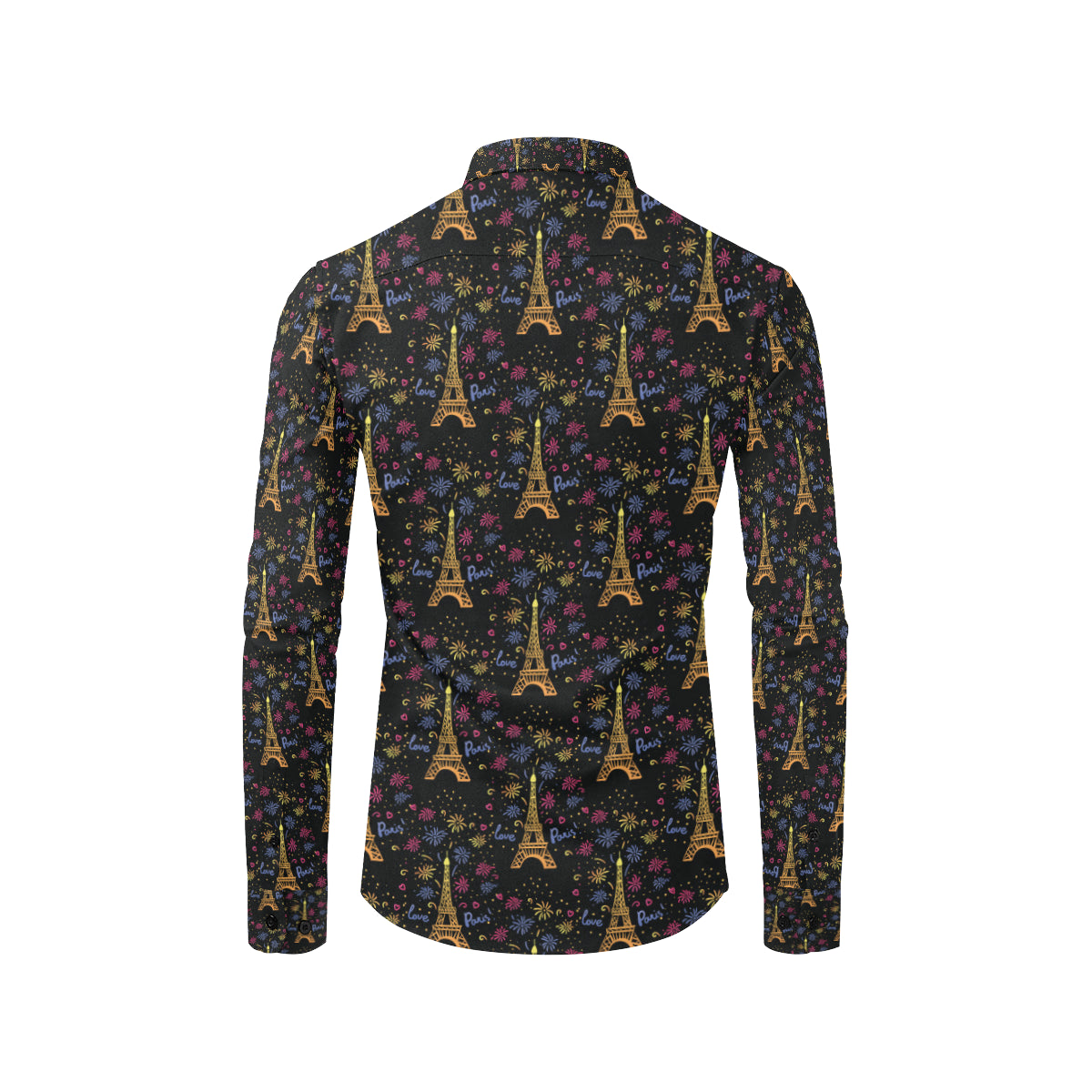 Eiffel Tower Love Paris Print Men's Long Sleeve Shirt