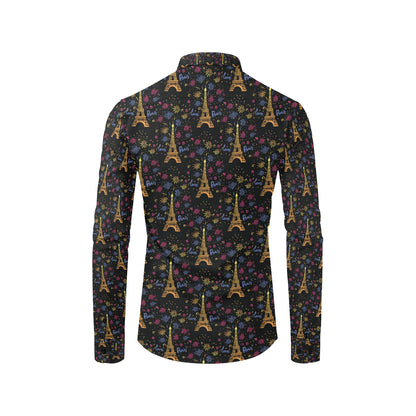Eiffel Tower Love Paris Print Men's Long Sleeve Shirt