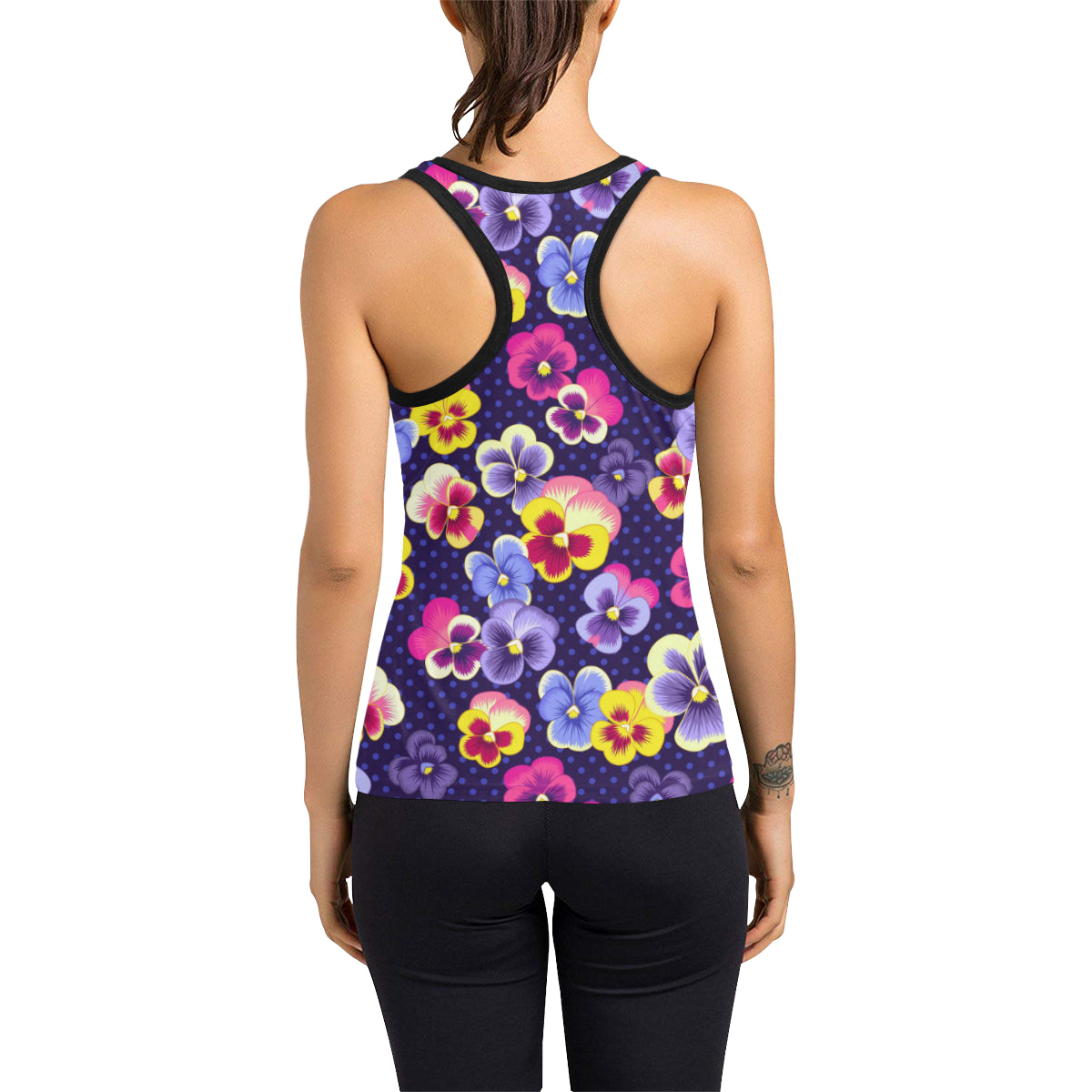 Pansy Pattern Print Design PS04 Women's Racerback Tank Top
