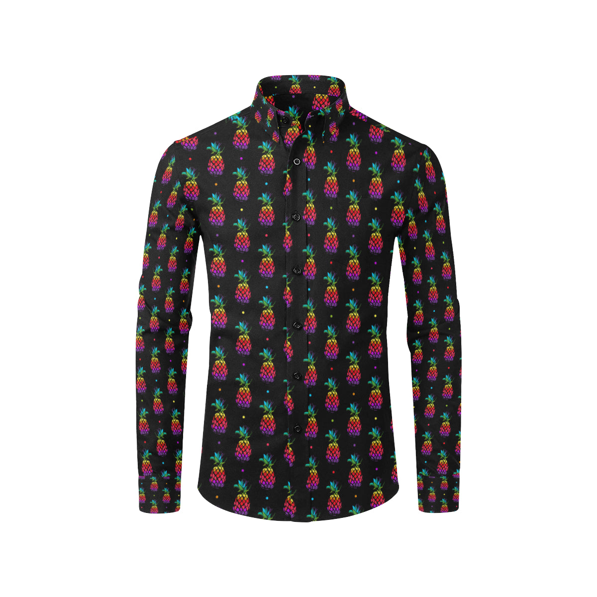Pineapple Rainbow Dot Print Men's Long Sleeve Shirt