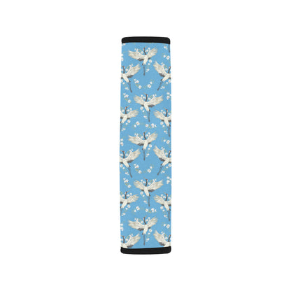 Crane Pattern Print Design 03 Car Seat Belt Cover