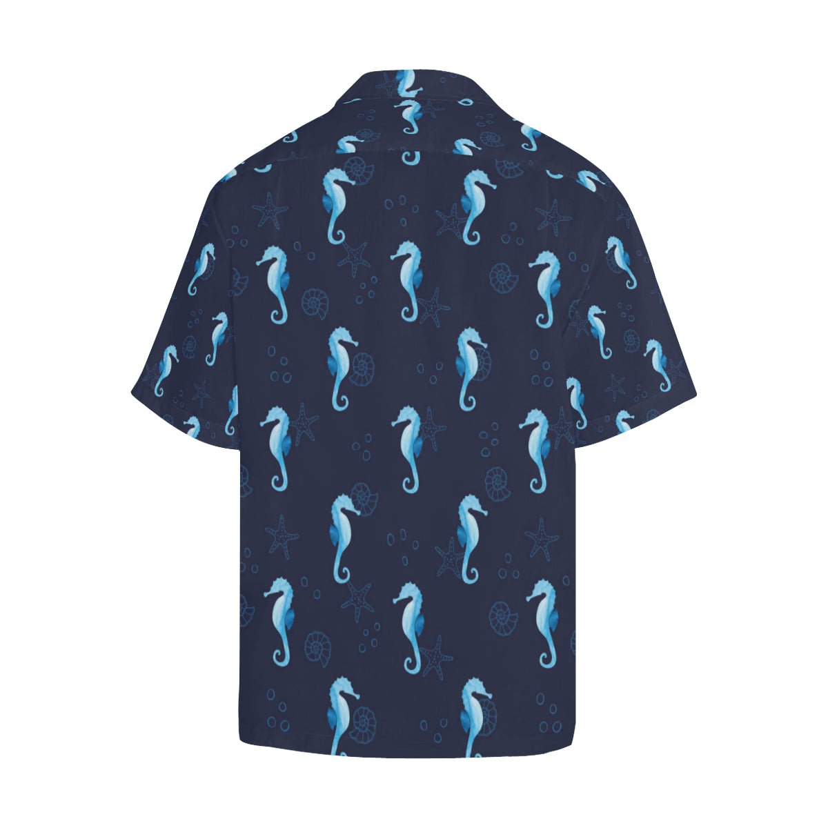 SeaHorse Blue neon Pattern Print Design 03 Men's Hawaiian Shirt
