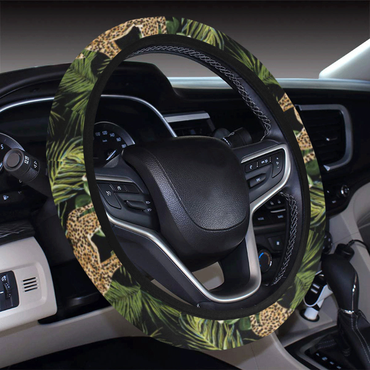 Cheetah Pattern Print Design 05 Steering Wheel Cover with Elastic Edge