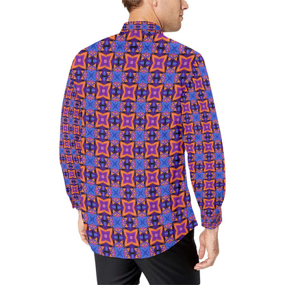 kaleidoscope Purple Orange Print Design Men's Long Sleeve Shirt